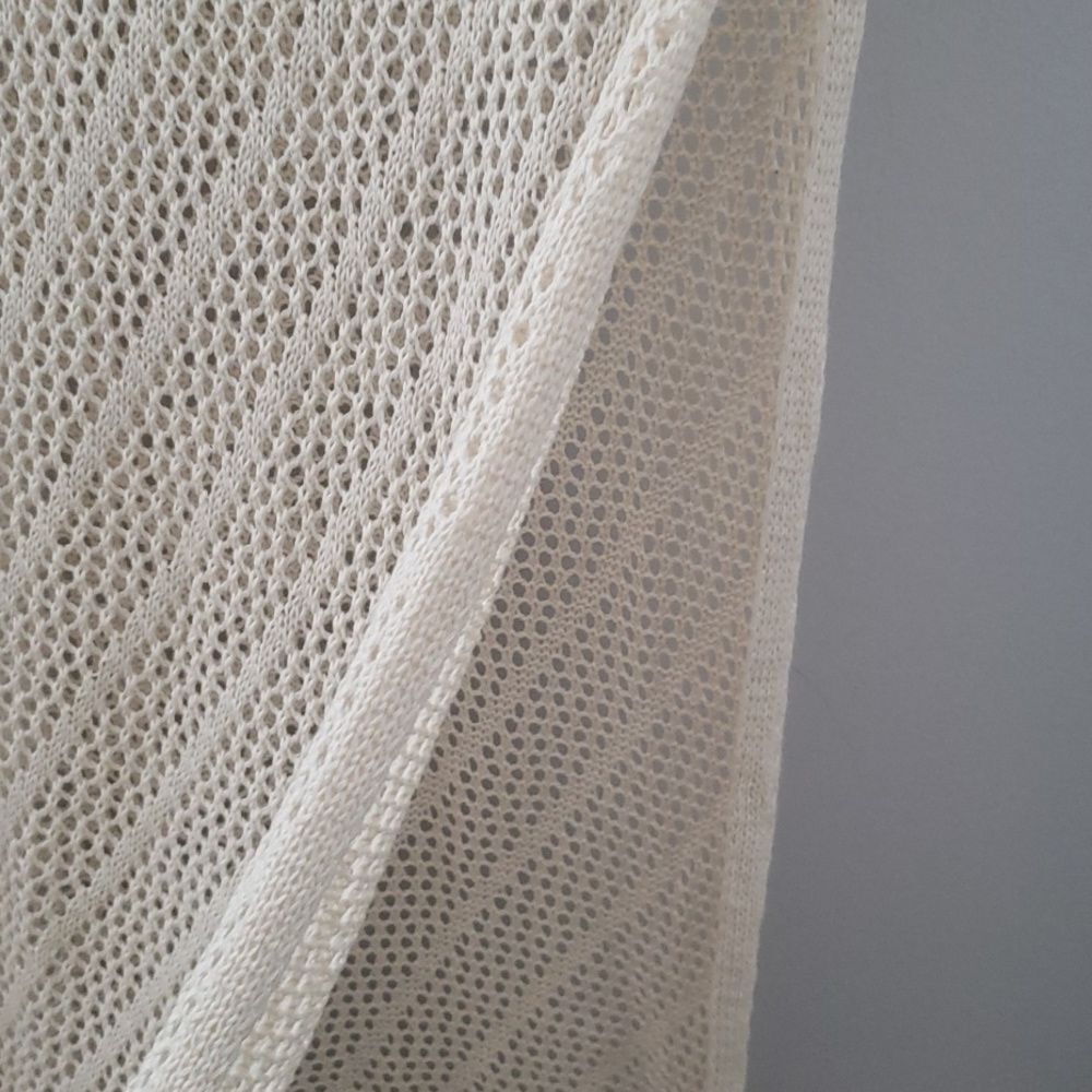 Elegant Cream Knit Dress Open Crochet Maxi With Slit Swim Cover Up - Picture 4 of 4